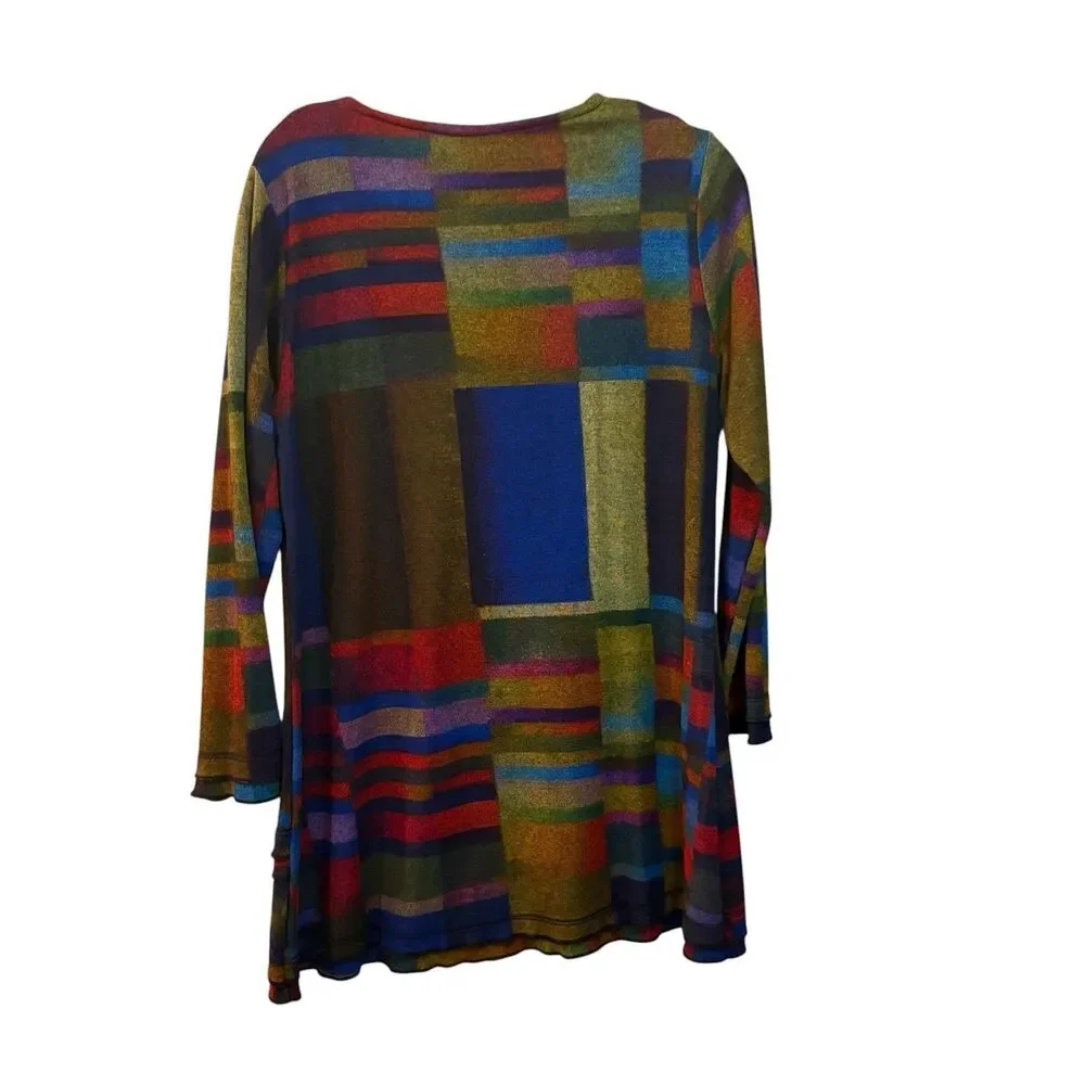 Parsley And Sage Tunic Blouse Womens Large Geometric V Neck Long Sleeve Top